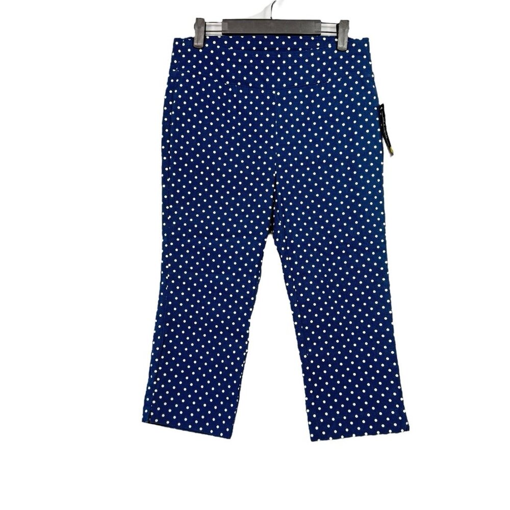 Zoe Phoebe Size Medium Womens Polka Dot Navy White Crop Pants Stretch NWT